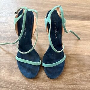 Stuart Weitzman Mint Green Suede Ankle-Strap Heels